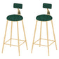 Low Back Dining Stools Round Upholstered Bar Stools with Footrest Gold Green 2 Piece Set Clearhalo 'Bar Furniture' 'Bar Stools' 'bar_stools' 'furn' 'furn_bar_stools' 'Furniture' 'Kitchen & Dining Furniture' 7030672