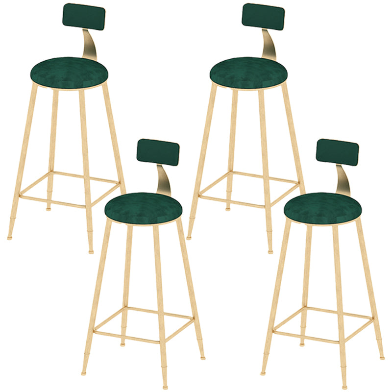 Low Back Dining Stools Round Upholstered Bar Stools with Footrest Gold Green 4 Piece Set Clearhalo 'Bar Furniture' 'Bar Stools' 'bar_stools' 'furn' 'furn_bar_stools' 'Furniture' 'Kitchen & Dining Furniture' 7030674