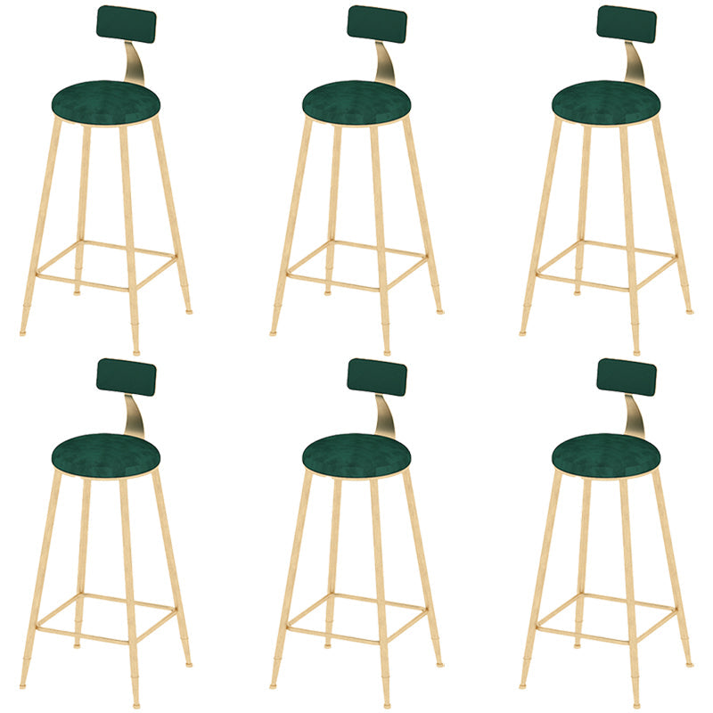 Low Back Dining Stools Round Upholstered Bar Stools with Footrest Gold Green 6 Piece Set Clearhalo 'Bar Furniture' 'Bar Stools' 'bar_stools' 'furn' 'furn_bar_stools' 'Furniture' 'Kitchen & Dining Furniture' 7030675