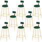 Low Back Dining Stools Round Upholstered Bar Stools with Footrest Gold Green 8 Piece Set Clearhalo 'Bar Furniture' 'Bar Stools' 'bar_stools' 'furn' 'furn_bar_stools' 'Furniture' 'Kitchen & Dining Furniture' 7030677