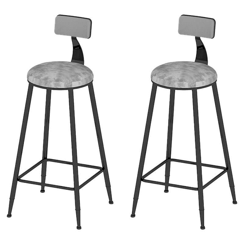 Low Back Dining Stools Round Upholstered Bar Stools with Footrest Black Gray 2 Piece Set Clearhalo 'Bar Furniture' 'Bar Stools' 'bar_stools' 'furn' 'furn_bar_stools' 'Furniture' 'Kitchen & Dining Furniture' 7030680