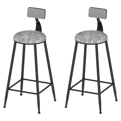 Low Back Dining Stools Round Upholstered Bar Stools with Footrest Black Gray 2 Piece Set Clearhalo 'Bar Furniture' 'Bar Stools' 'bar_stools' 'furn' 'furn_bar_stools' 'Furniture' 'Kitchen & Dining Furniture' 7030680