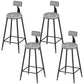 Low Back Dining Stools Round Upholstered Bar Stools with Footrest Black Gray 4 Piece Set Clearhalo 'Bar Furniture' 'Bar Stools' 'bar_stools' 'furn' 'furn_bar_stools' 'Furniture' 'Kitchen & Dining Furniture' 7030682