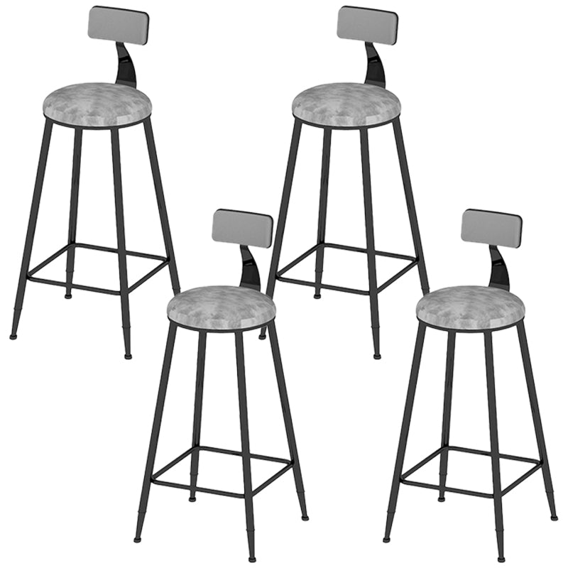 Low Back Dining Stools Round Upholstered Bar Stools with Footrest Black Gray 4 Piece Set Clearhalo 'Bar Furniture' 'Bar Stools' 'bar_stools' 'furn' 'furn_bar_stools' 'Furniture' 'Kitchen & Dining Furniture' 7030682