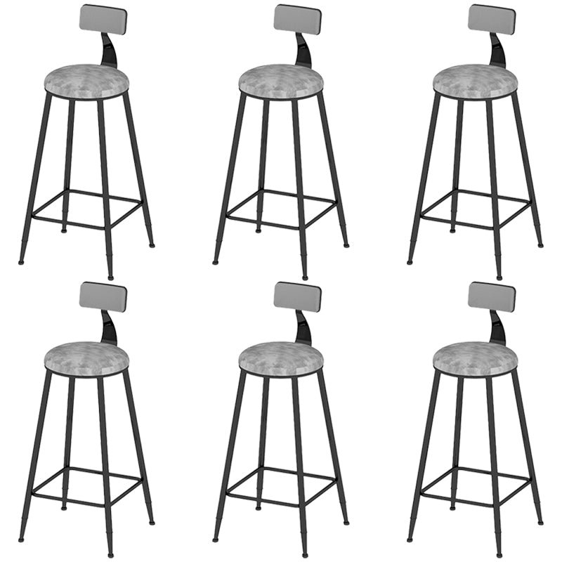 Low Back Dining Stools Round Upholstered Bar Stools with Footrest Black Gray 6 Piece Set Clearhalo 'Bar Furniture' 'Bar Stools' 'bar_stools' 'furn' 'furn_bar_stools' 'Furniture' 'Kitchen & Dining Furniture' 7030684