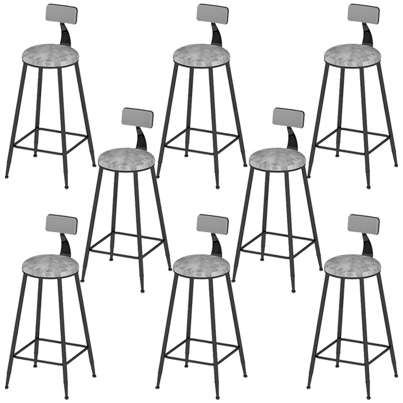 Low Back Dining Stools Round Upholstered Bar Stools with Footrest Black Gray 8 Piece Set Clearhalo 'Bar Furniture' 'Bar Stools' 'bar_stools' 'furn' 'furn_bar_stools' 'Furniture' 'Kitchen & Dining Furniture' 7030685