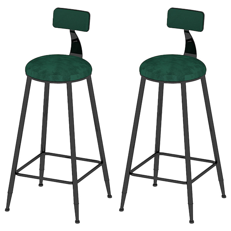 Low Back Dining Stools Round Upholstered Bar Stools with Footrest Black Green 2 Piece Set Clearhalo 'Bar Furniture' 'Bar Stools' 'bar_stools' 'furn' 'furn_bar_stools' 'Furniture' 'Kitchen & Dining Furniture' 7030687