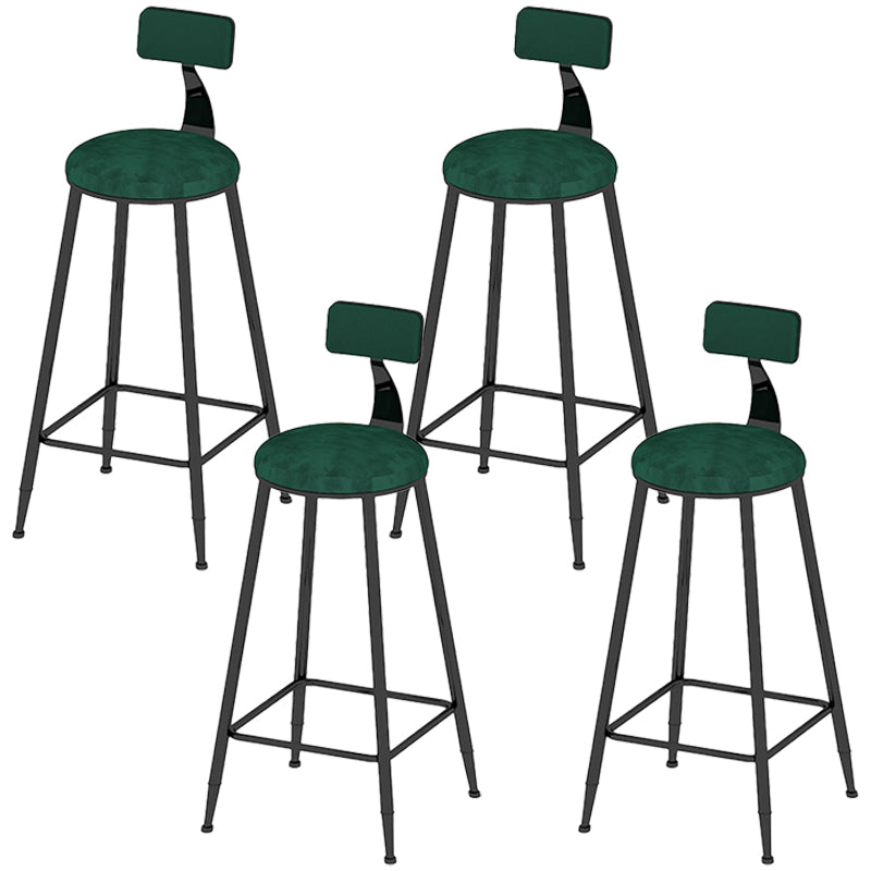Low Back Dining Stools Round Upholstered Bar Stools with Footrest Black Green 4 Piece Set Clearhalo 'Bar Furniture' 'Bar Stools' 'bar_stools' 'furn' 'furn_bar_stools' 'Furniture' 'Kitchen & Dining Furniture' 7030689