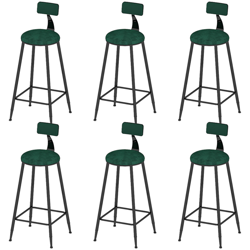 Low Back Dining Stools Round Upholstered Bar Stools with Footrest Black Green 6 Piece Set Clearhalo 'Bar Furniture' 'Bar Stools' 'bar_stools' 'furn' 'furn_bar_stools' 'Furniture' 'Kitchen & Dining Furniture' 7030691