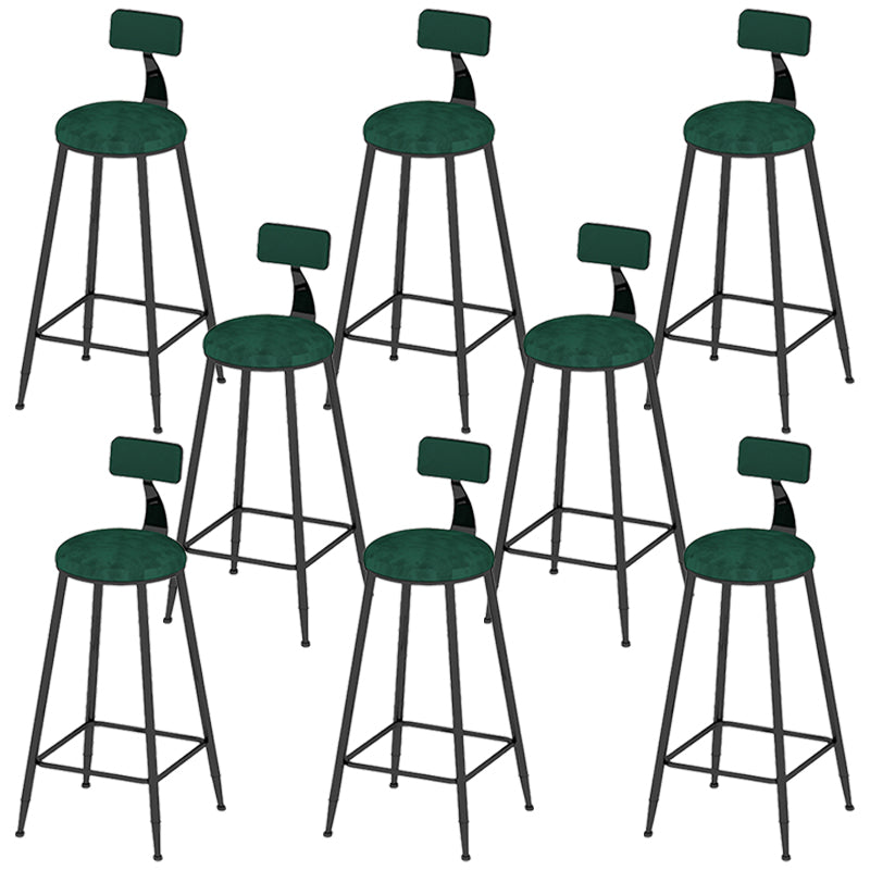 Low Back Dining Stools Round Upholstered Bar Stools with Footrest Black Green 8 Piece Set Clearhalo 'Bar Furniture' 'Bar Stools' 'bar_stools' 'furn' 'furn_bar_stools' 'Furniture' 'Kitchen & Dining Furniture' 7030692