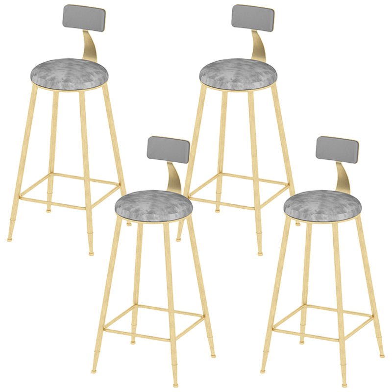 Low Back Dining Stools Round Upholstered Bar Stools with Footrest Gold Gray 4 Piece Set Clearhalo 'Bar Furniture' 'Bar Stools' 'bar_stools' 'furn' 'furn_bar_stools' 'Furniture' 'Kitchen & Dining Furniture' 7030694