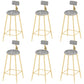 Low Back Dining Stools Round Upholstered Bar Stools with Footrest Gold Gray 6 Piece Set Clearhalo 'Bar Furniture' 'Bar Stools' 'bar_stools' 'furn' 'furn_bar_stools' 'Furniture' 'Kitchen & Dining Furniture' 7030695