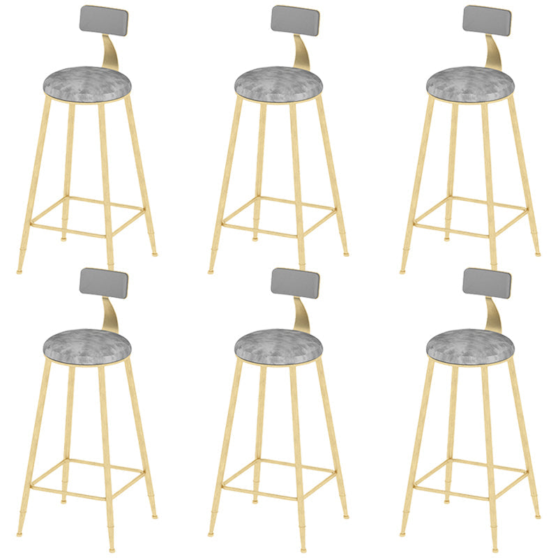 Low Back Dining Stools Round Upholstered Bar Stools with Footrest Gold Gray 6 Piece Set Clearhalo 'Bar Furniture' 'Bar Stools' 'bar_stools' 'furn' 'furn_bar_stools' 'Furniture' 'Kitchen & Dining Furniture' 7030695