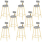 Low Back Dining Stools Round Upholstered Bar Stools with Footrest Gold Gray 8 Piece Set Clearhalo 'Bar Furniture' 'Bar Stools' 'bar_stools' 'furn' 'furn_bar_stools' 'Furniture' 'Kitchen & Dining Furniture' 7030696