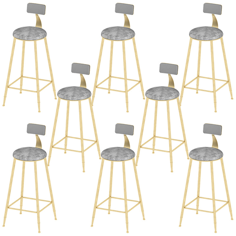 Low Back Dining Stools Round Upholstered Bar Stools with Footrest Gold Gray 8 Piece Set Clearhalo 'Bar Furniture' 'Bar Stools' 'bar_stools' 'furn' 'furn_bar_stools' 'Furniture' 'Kitchen & Dining Furniture' 7030696