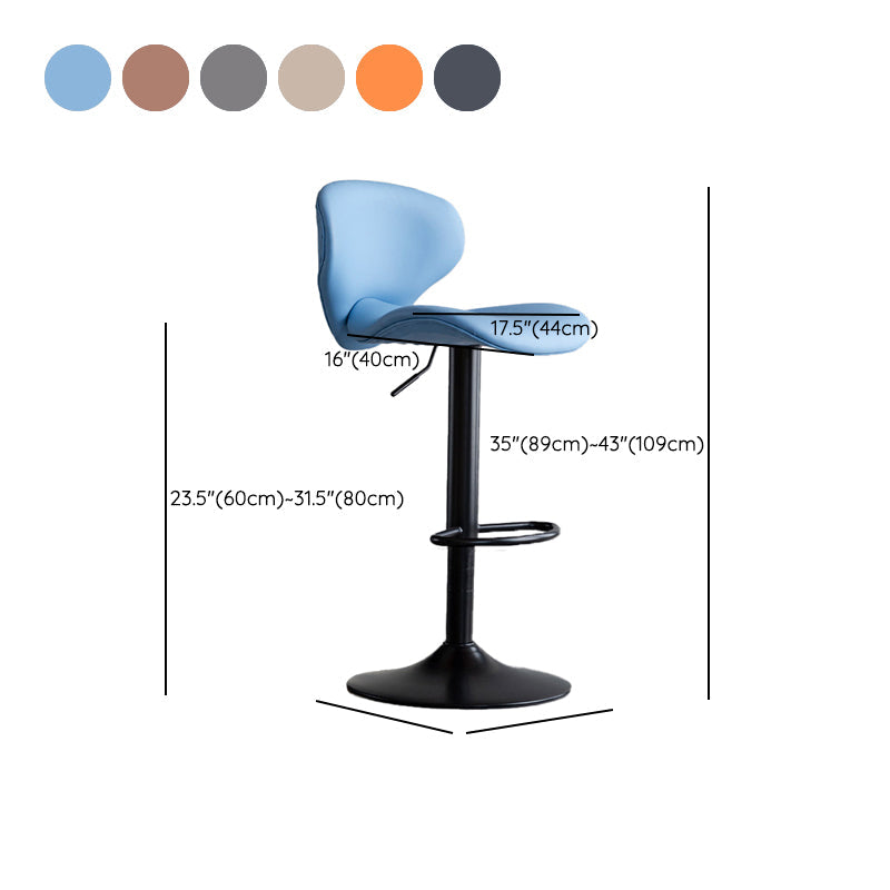 Draaibare verstelbare hoogte Bar Stool Industrial Faux lederen barkruk met voetsteun