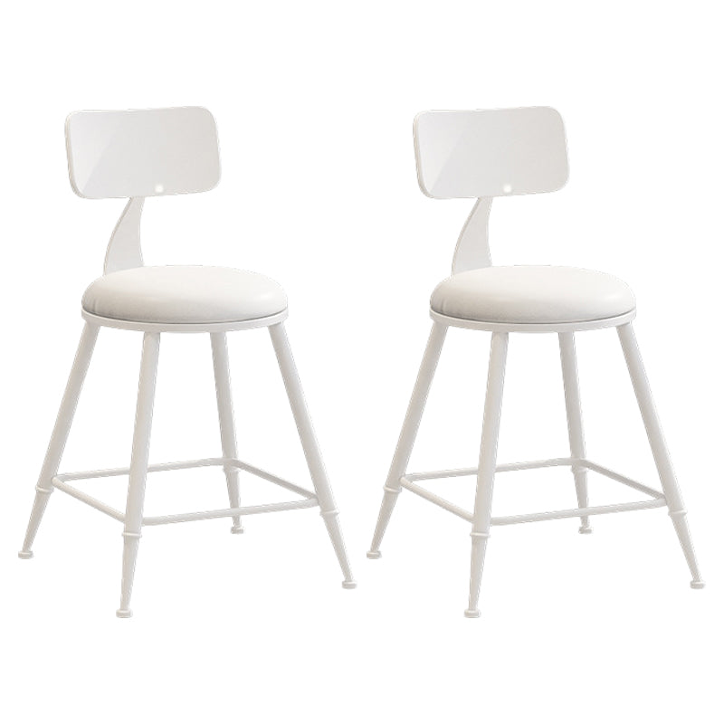 Industrial Iron Bar Stool Bar Height Armless Stool with Cushion White 2 Piece Set Short Stool(18"H) Clearhalo 'Bar Furniture' 'Bar Stools' 'bar_stools' 'furn' 'furn_bar_stools' 'Furniture' 'Kitchen & Dining Furniture' 7030804