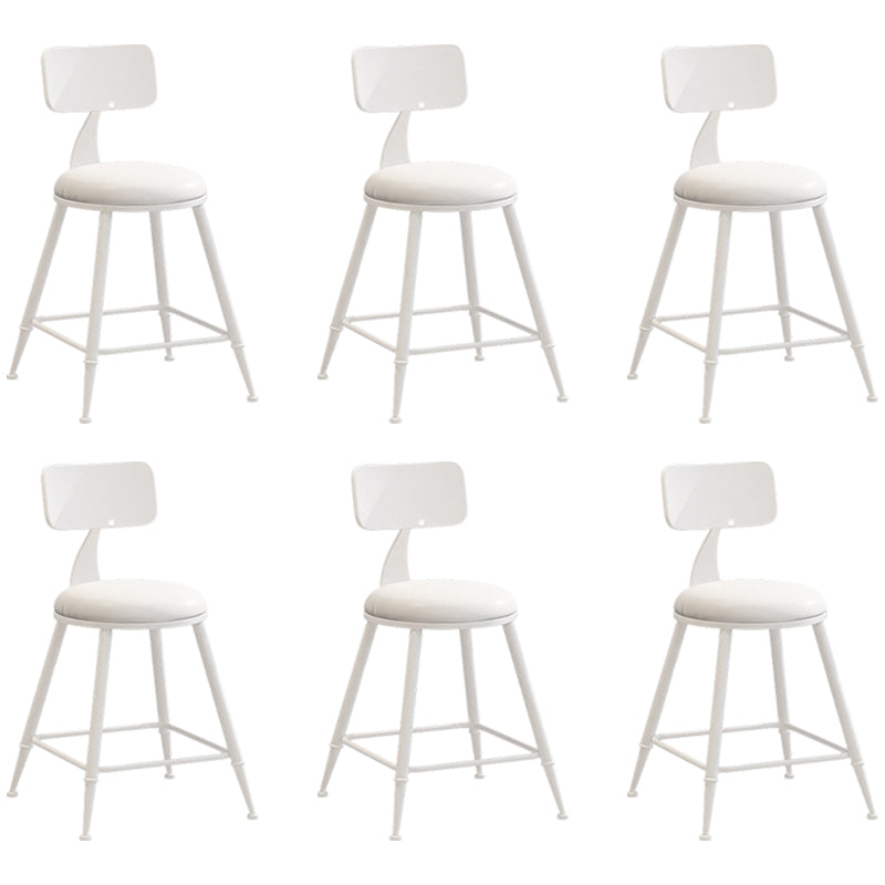Industrial Iron Bar Stool Bar Height Armless Stool with Cushion White 6 Piece Set Short Stool(18"H) Clearhalo 'Bar Furniture' 'Bar Stools' 'bar_stools' 'furn' 'furn_bar_stools' 'Furniture' 'Kitchen & Dining Furniture' 7030808