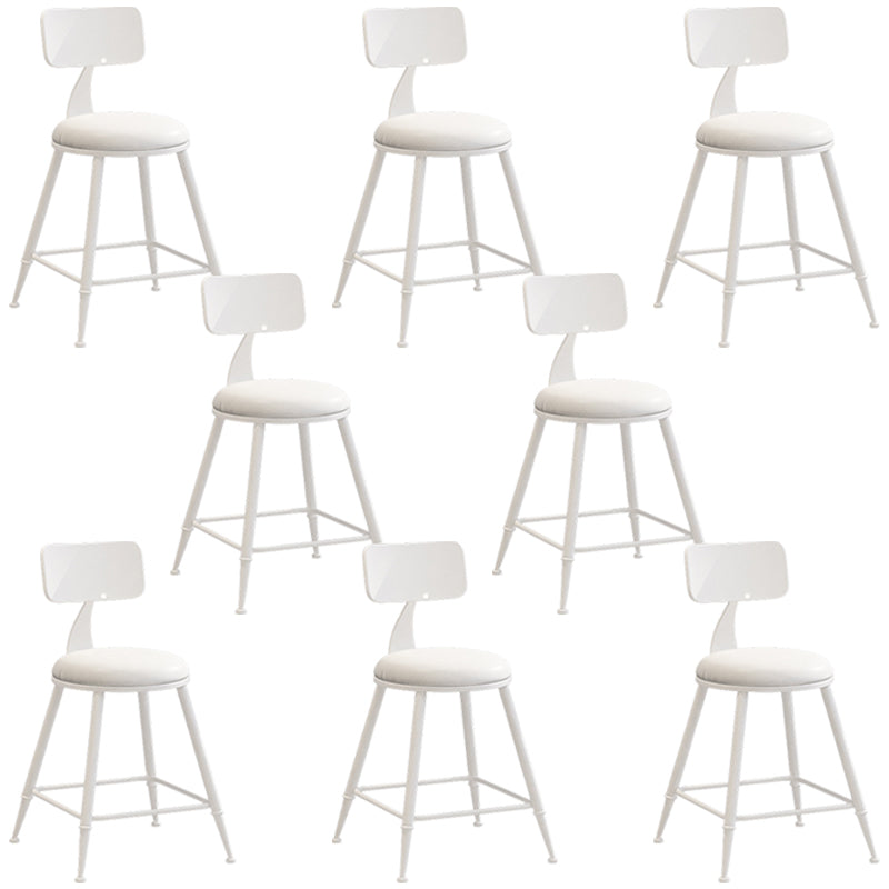 Industrial Iron Bar Stool Bar Height Armless Stool with Cushion White 8 Piece Set Short Stool(18"H) Clearhalo 'Bar Furniture' 'Bar Stools' 'bar_stools' 'furn' 'furn_bar_stools' 'Furniture' 'Kitchen & Dining Furniture' 7030811