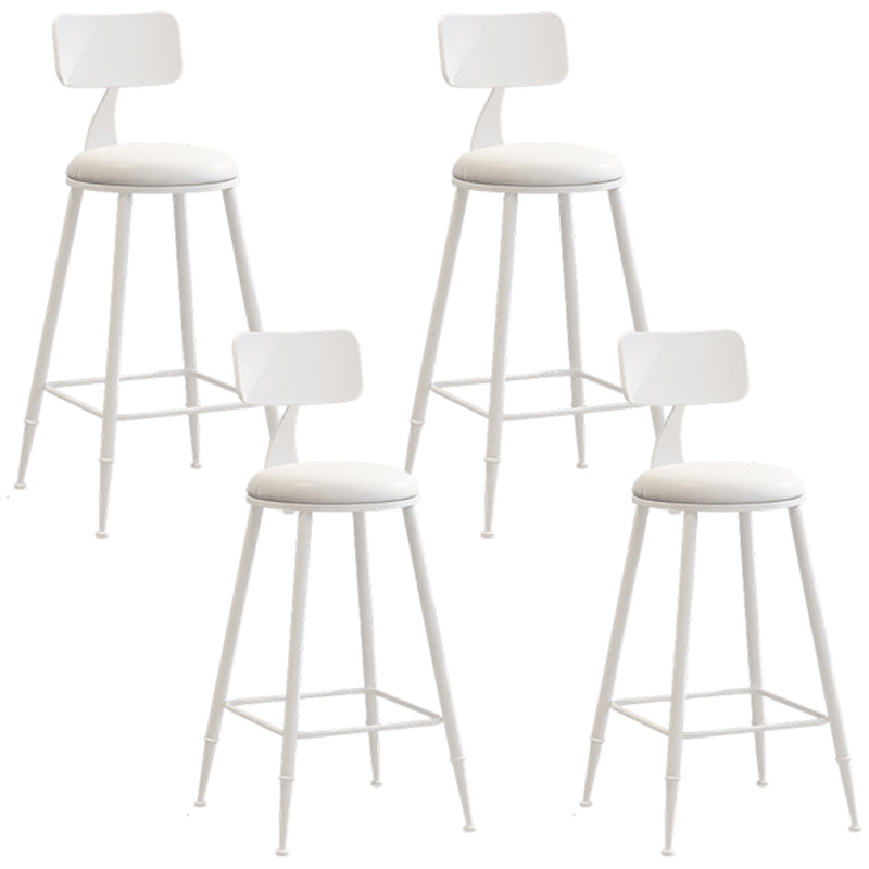 Industrial Iron Bar Stool Bar Height Armless Stool with Cushion White 4 Piece Set Counter Stool(26"H) Clearhalo 'Bar Furniture' 'Bar Stools' 'bar_stools' 'furn' 'furn_bar_stools' 'Furniture' 'Kitchen & Dining Furniture' 7030817