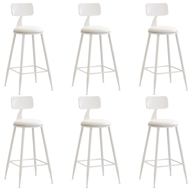 Industrial Iron Bar Stool Bar Height Armless Stool with Cushion White 6 Piece Set Counter Stool(26"H) Clearhalo 'Bar Furniture' 'Bar Stools' 'bar_stools' 'furn' 'furn_bar_stools' 'Furniture' 'Kitchen & Dining Furniture' 7030818