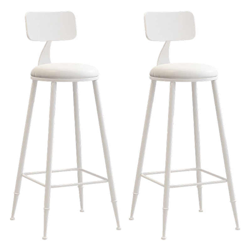 Industrial Iron Bar Stool Bar Height Armless Stool with Cushion White 2 Piece Set Bar Stool(30"H) Clearhalo 'Bar Furniture' 'Bar Stools' 'bar_stools' 'furn' 'furn_bar_stools' 'Furniture' 'Kitchen & Dining Furniture' 7030823