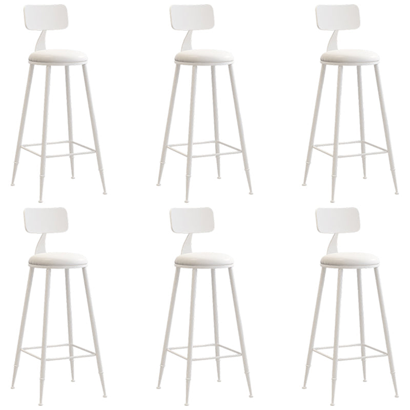 Industrial Iron Bar Stool Bar Height Armless Stool with Cushion White 6 Piece Set Bar Stool(30"H) Clearhalo 'Bar Furniture' 'Bar Stools' 'bar_stools' 'furn' 'furn_bar_stools' 'Furniture' 'Kitchen & Dining Furniture' 7030825