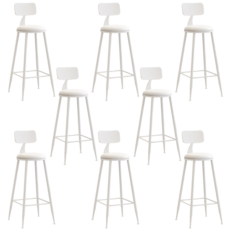 Industrial Iron Bar Stool Bar Height Armless Stool with Cushion White 8 Piece Set Bar Stool(30"H) Clearhalo 'Bar Furniture' 'Bar Stools' 'bar_stools' 'furn' 'furn_bar_stools' 'Furniture' 'Kitchen & Dining Furniture' 7030826