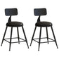 Industrial Iron Bar Stool Bar Height Armless Stool with Cushion Black 2 Piece Set Short Stool(18"H) Clearhalo 'Bar Furniture' 'Bar Stools' 'bar_stools' 'furn' 'furn_bar_stools' 'Furniture' 'Kitchen & Dining Furniture' 7030828