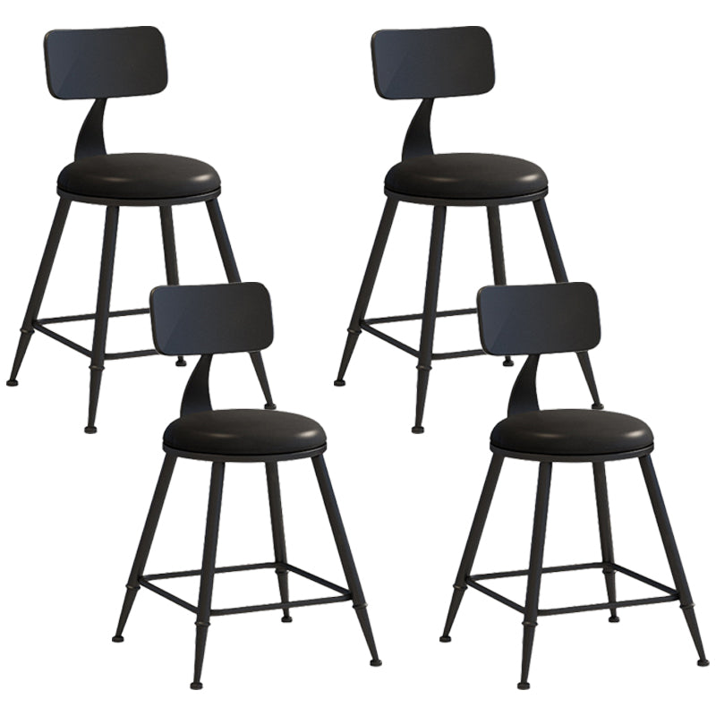 Industrial Iron Bar Stool Bar Height Armless Stool with Cushion Black 4 Piece Set Short Stool(18"H) Clearhalo 'Bar Furniture' 'Bar Stools' 'bar_stools' 'furn' 'furn_bar_stools' 'Furniture' 'Kitchen & Dining Furniture' 7030829