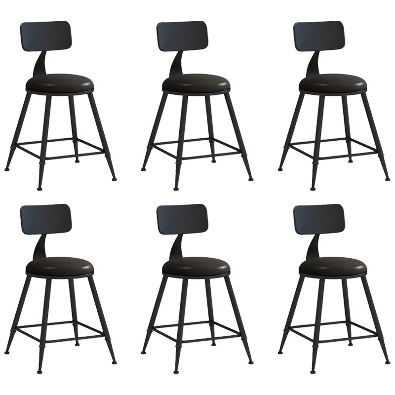 Industrial Iron Bar Stool Bar Height Armless Stool with Cushion Black 6 Piece Set Short Stool(18"H) Clearhalo 'Bar Furniture' 'Bar Stools' 'bar_stools' 'furn' 'furn_bar_stools' 'Furniture' 'Kitchen & Dining Furniture' 7030830
