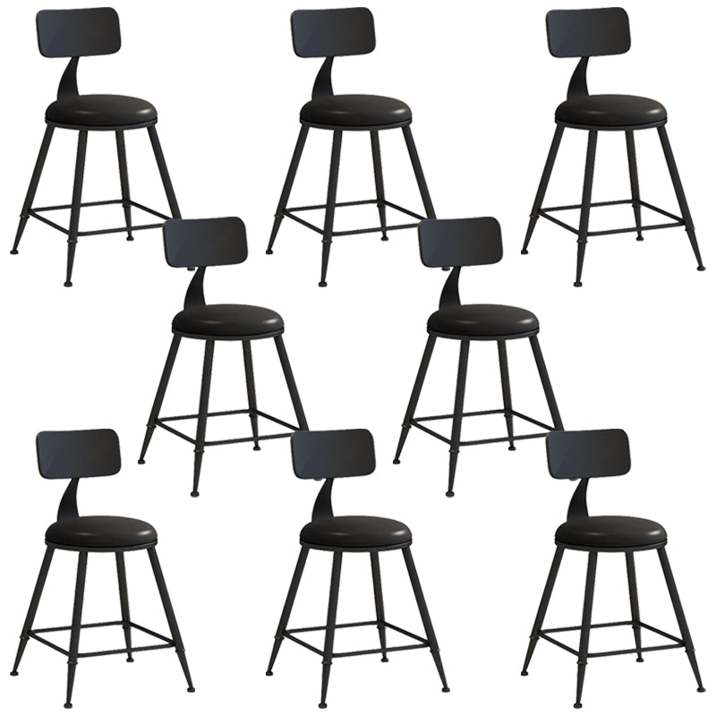 Industrial Iron Bar Stool Bar Height Armless Stool with Cushion Black 8 Piece Set Short Stool(18"H) Clearhalo 'Bar Furniture' 'Bar Stools' 'bar_stools' 'furn' 'furn_bar_stools' 'Furniture' 'Kitchen & Dining Furniture' 7030831