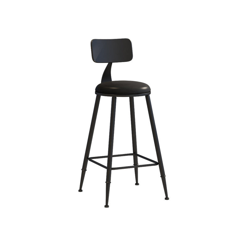 Industrial Iron Bar Stool Bar Height Armless Stool with Cushion Black 1 Piece Counter Stool(26"H) Clearhalo 'Bar Furniture' 'Bar Stools' 'bar_stools' 'furn' 'furn_bar_stools' 'Furniture' 'Kitchen & Dining Furniture' 7030832