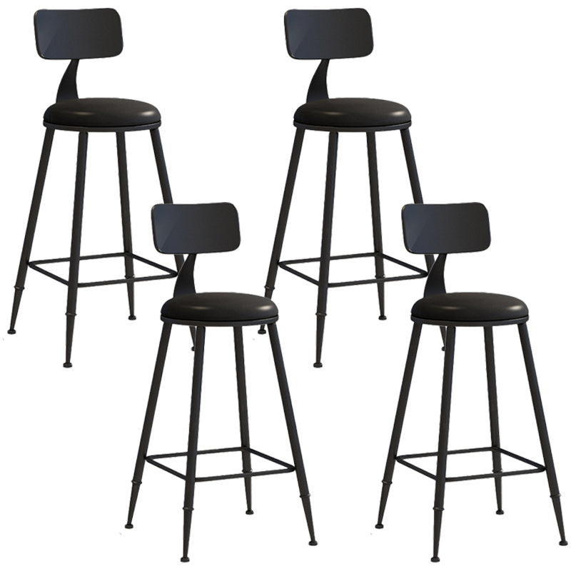 Industrial Iron Bar Stool Bar Height Armless Stool with Cushion Black 4 Piece Set Counter Stool(26"H) Clearhalo 'Bar Furniture' 'Bar Stools' 'bar_stools' 'furn' 'furn_bar_stools' 'Furniture' 'Kitchen & Dining Furniture' 7030834