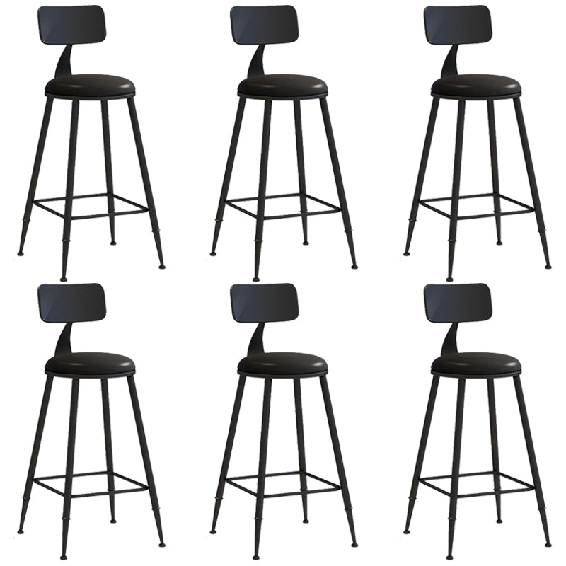Industrial Iron Bar Stool Bar Height Armless Stool with Cushion Black 6 Piece Set Counter Stool(26"H) Clearhalo 'Bar Furniture' 'Bar Stools' 'bar_stools' 'furn' 'furn_bar_stools' 'Furniture' 'Kitchen & Dining Furniture' 7030835