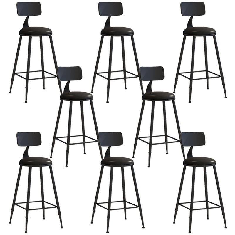 Industrial Iron Bar Stool Bar Height Armless Stool with Cushion Black 8 Piece Set Counter Stool(26"H) Clearhalo 'Bar Furniture' 'Bar Stools' 'bar_stools' 'furn' 'furn_bar_stools' 'Furniture' 'Kitchen & Dining Furniture' 7030836