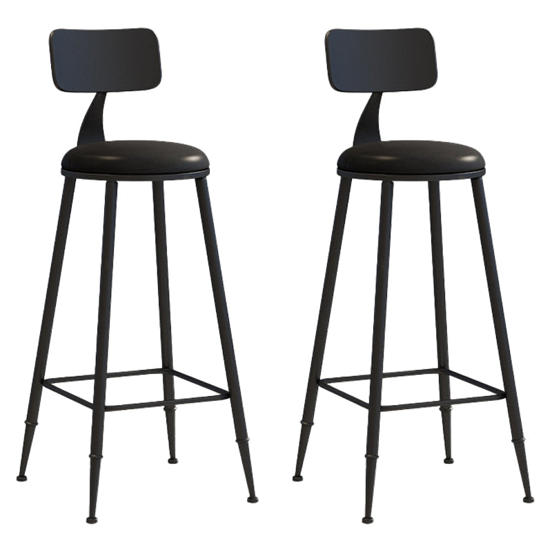 Industrial Iron Bar Stool Bar Height Armless Stool with Cushion Black 2 Piece Set Bar Stool(30"H) Clearhalo 'Bar Furniture' 'Bar Stools' 'bar_stools' 'furn' 'furn_bar_stools' 'Furniture' 'Kitchen & Dining Furniture' 7030838