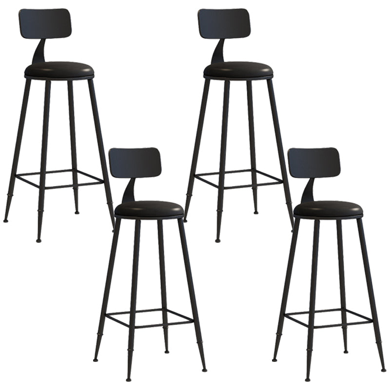 Industrial Iron Bar Stool Bar Height Armless Stool with Cushion Black 4 Piece Set Bar Stool(30"H) Clearhalo 'Bar Furniture' 'Bar Stools' 'bar_stools' 'furn' 'furn_bar_stools' 'Furniture' 'Kitchen & Dining Furniture' 7030839