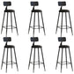 Industrial Iron Bar Stool Bar Height Armless Stool with Cushion Black 6 Piece Set Bar Stool(30"H) Clearhalo 'Bar Furniture' 'Bar Stools' 'bar_stools' 'furn' 'furn_bar_stools' 'Furniture' 'Kitchen & Dining Furniture' 7030840