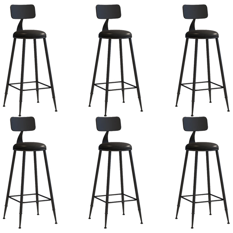 Industrial Iron Bar Stool Bar Height Armless Stool with Cushion Black 6 Piece Set Bar Stool(30"H) Clearhalo 'Bar Furniture' 'Bar Stools' 'bar_stools' 'furn' 'furn_bar_stools' 'Furniture' 'Kitchen & Dining Furniture' 7030840