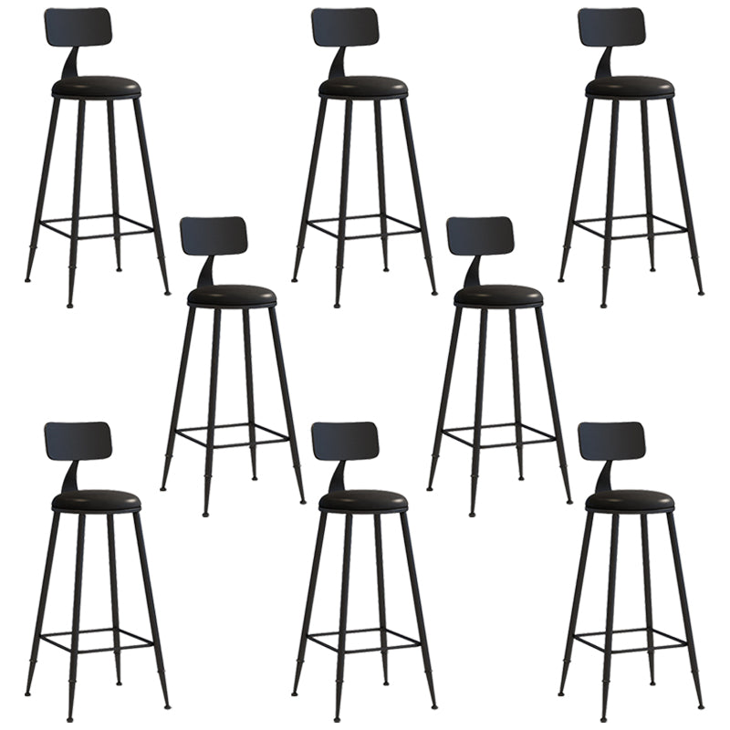 Industrial Iron Bar Stool Bar Height Armless Stool with Cushion Black 8 Piece Set Bar Stool(30"H) Clearhalo 'Bar Furniture' 'Bar Stools' 'bar_stools' 'furn' 'furn_bar_stools' 'Furniture' 'Kitchen & Dining Furniture' 7030841