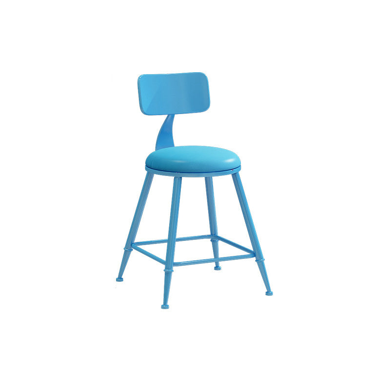 Industrial Iron Bar Stool Bar Height Armless Stool with Cushion Blue 1 Piece Short Stool(18"H) Clearhalo 'Bar Furniture' 'Bar Stools' 'bar_stools' 'furn' 'furn_bar_stools' 'Furniture' 'Kitchen & Dining Furniture' 7030842