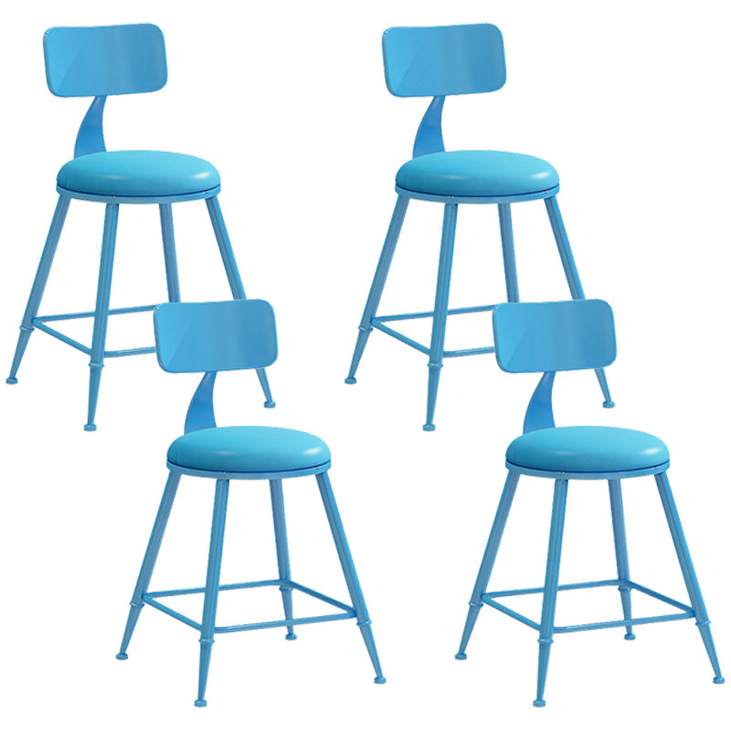 Industrial Iron Bar Stool Bar Height Armless Stool with Cushion Blue 4 Piece Set Short Stool(18"H) Clearhalo 'Bar Furniture' 'Bar Stools' 'bar_stools' 'furn' 'furn_bar_stools' 'Furniture' 'Kitchen & Dining Furniture' 7030844