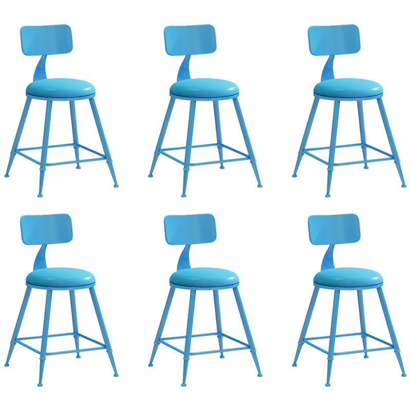 Industrial Iron Bar Stool Bar Height Armless Stool with Cushion Blue 6 Piece Set Short Stool(18"H) Clearhalo 'Bar Furniture' 'Bar Stools' 'bar_stools' 'furn' 'furn_bar_stools' 'Furniture' 'Kitchen & Dining Furniture' 7030845