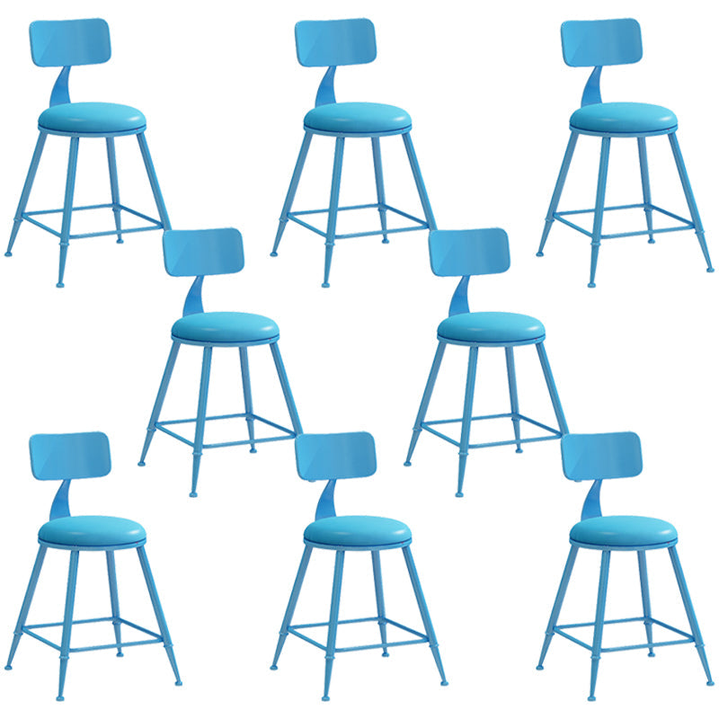 Industrial Iron Bar Stool Bar Height Armless Stool with Cushion Blue 8 Piece Set Short Stool(18"H) Clearhalo 'Bar Furniture' 'Bar Stools' 'bar_stools' 'furn' 'furn_bar_stools' 'Furniture' 'Kitchen & Dining Furniture' 7030846