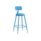 Industrial Iron Bar Stool Bar Height Armless Stool with Cushion Blue 1 Piece Counter Stool(26"H) Clearhalo 'Bar Furniture' 'Bar Stools' 'bar_stools' 'furn' 'furn_bar_stools' 'Furniture' 'Kitchen & Dining Furniture' 7030847