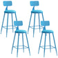 Industrial Iron Bar Stool Bar Height Armless Stool with Cushion Blue 4 Piece Set Counter Stool(26"H) Clearhalo 'Bar Furniture' 'Bar Stools' 'bar_stools' 'furn' 'furn_bar_stools' 'Furniture' 'Kitchen & Dining Furniture' 7030849