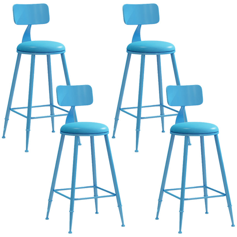 Industrial Iron Bar Stool Bar Height Armless Stool with Cushion Blue 4 Piece Set Counter Stool(26"H) Clearhalo 'Bar Furniture' 'Bar Stools' 'bar_stools' 'furn' 'furn_bar_stools' 'Furniture' 'Kitchen & Dining Furniture' 7030849