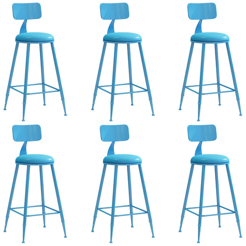 Industrial Iron Bar Stool Bar Height Armless Stool with Cushion Blue 6 Piece Set Counter Stool(26"H) Clearhalo 'Bar Furniture' 'Bar Stools' 'bar_stools' 'furn' 'furn_bar_stools' 'Furniture' 'Kitchen & Dining Furniture' 7030850