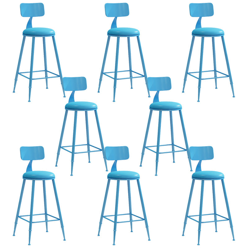 Industrial Iron Bar Stool Bar Height Armless Stool with Cushion Blue 8 Piece Set Counter Stool(26"H) Clearhalo 'Bar Furniture' 'Bar Stools' 'bar_stools' 'furn' 'furn_bar_stools' 'Furniture' 'Kitchen & Dining Furniture' 7030851
